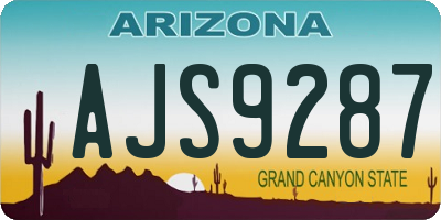 AZ license plate AJS9287
