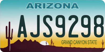 AZ license plate AJS9298