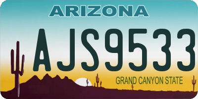 AZ license plate AJS9533