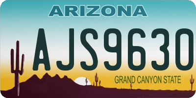 AZ license plate AJS9630
