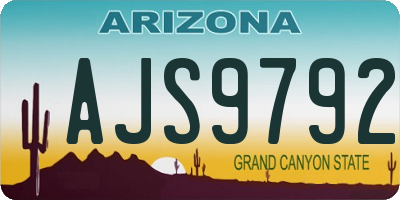 AZ license plate AJS9792