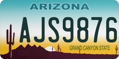AZ license plate AJS9876