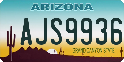 AZ license plate AJS9936