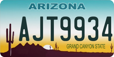 AZ license plate AJT9934