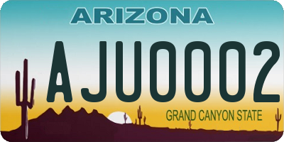 AZ license plate AJU0002