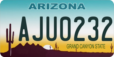 AZ license plate AJU0232