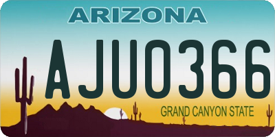 AZ license plate AJU0366