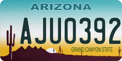 AZ license plate AJU0392