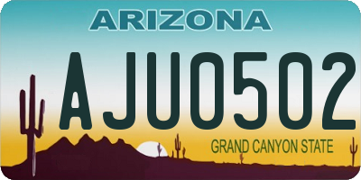AZ license plate AJU0502