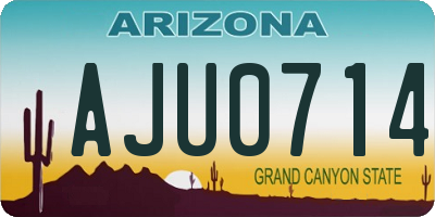 AZ license plate AJU0714