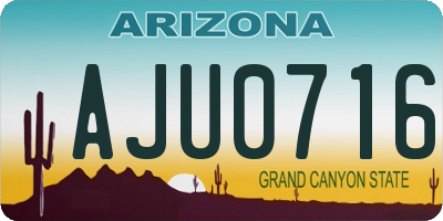 AZ license plate AJU0716