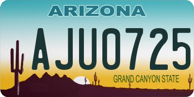 AZ license plate AJU0725