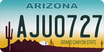 AZ license plate AJU0727