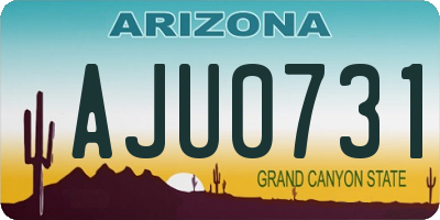 AZ license plate AJU0731