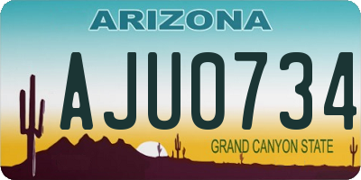AZ license plate AJU0734