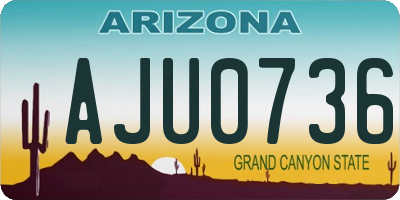 AZ license plate AJU0736