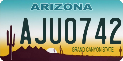 AZ license plate AJU0742