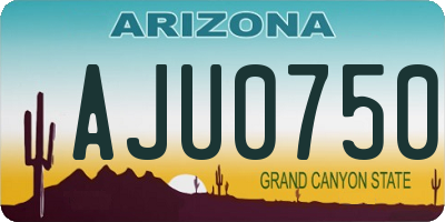 AZ license plate AJU0750