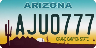 AZ license plate AJU0777
