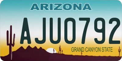 AZ license plate AJU0792