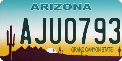 AZ license plate AJU0793
