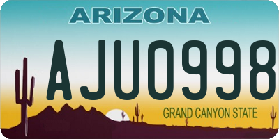 AZ license plate AJU0998