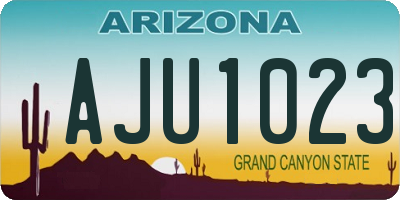AZ license plate AJU1023