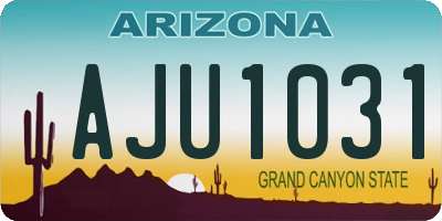 AZ license plate AJU1031
