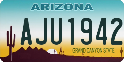 AZ license plate AJU1942