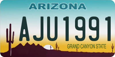 AZ license plate AJU1991