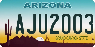 AZ license plate AJU2003