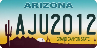AZ license plate AJU2012