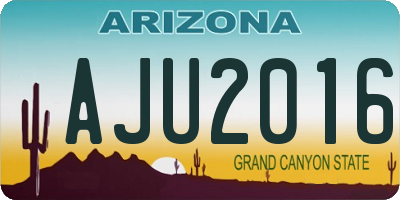 AZ license plate AJU2016