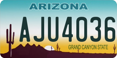 AZ license plate AJU4036