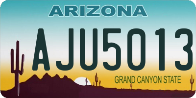 AZ license plate AJU5013