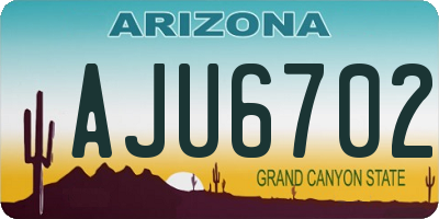 AZ license plate AJU6702