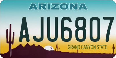 AZ license plate AJU6807