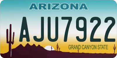 AZ license plate AJU7922