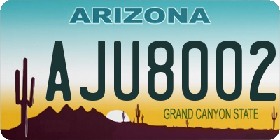 AZ license plate AJU8002