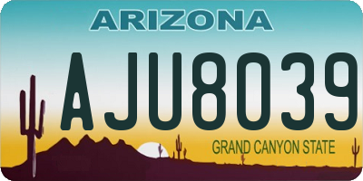 AZ license plate AJU8039