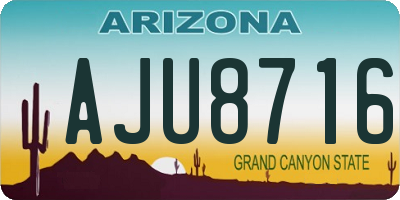 AZ license plate AJU8716