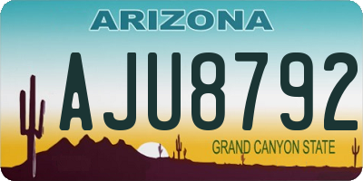 AZ license plate AJU8792