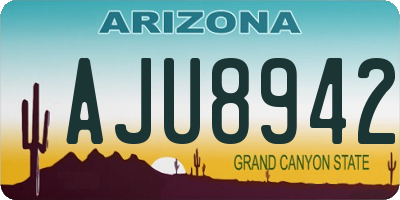 AZ license plate AJU8942
