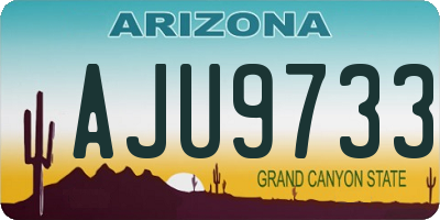 AZ license plate AJU9733