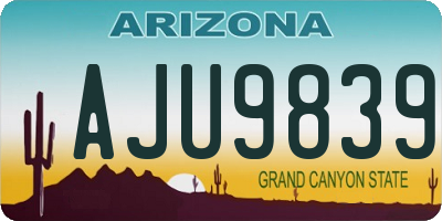 AZ license plate AJU9839