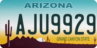 AZ license plate AJU9929