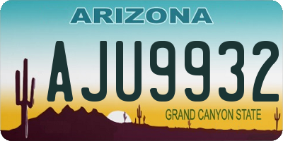 AZ license plate AJU9932