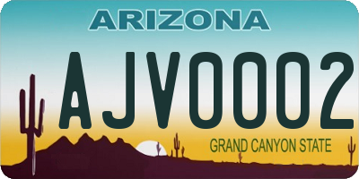 AZ license plate AJV0002