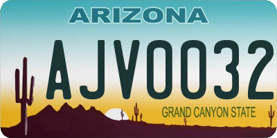 AZ license plate AJV0032