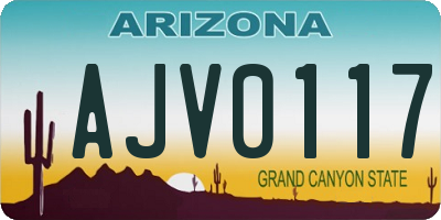 AZ license plate AJV0117